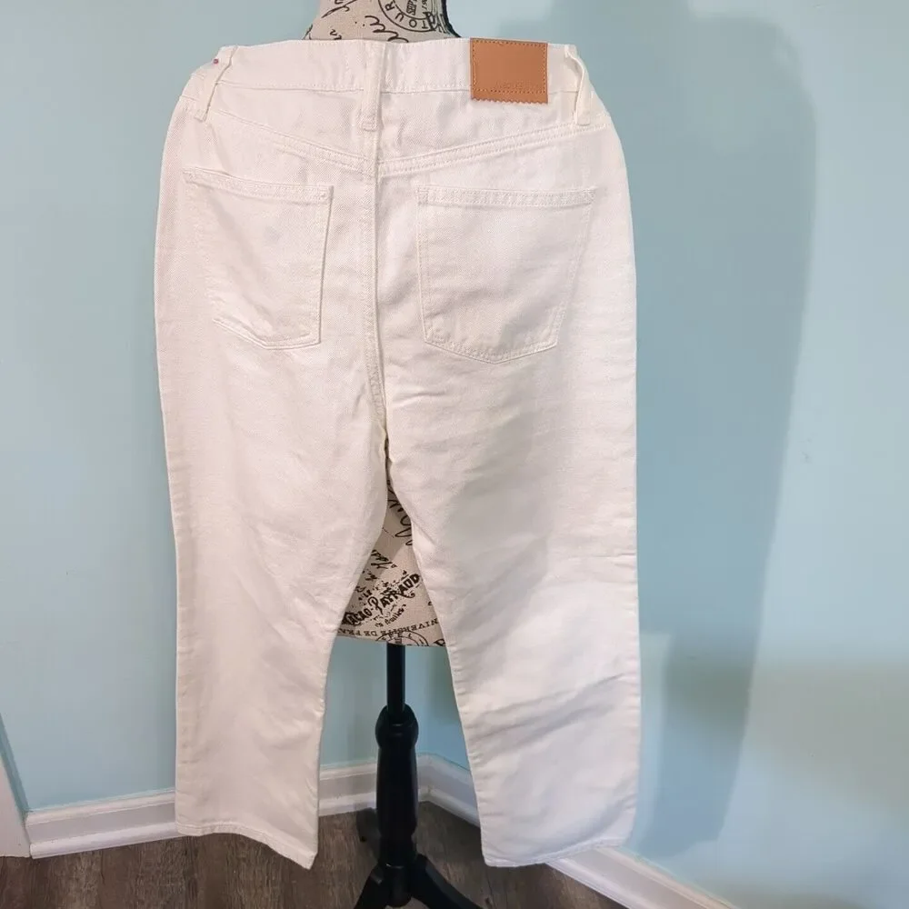 Avec Les Filles High Rise Straight Leg Cropped Jeans Ecru White new with tags 27